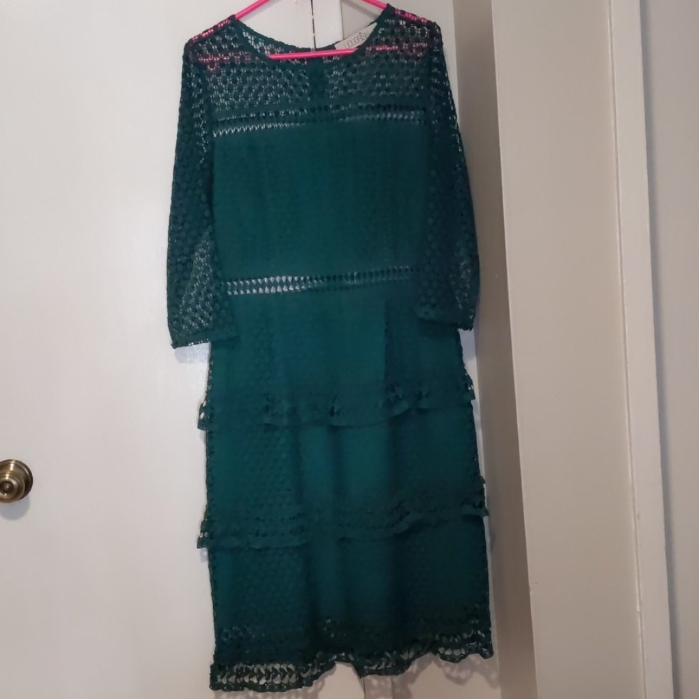 Asos green midi dress modest long sleeve - Picture 2 of 5